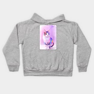 Cat Watercolor Portrait 3 Kids Hoodie